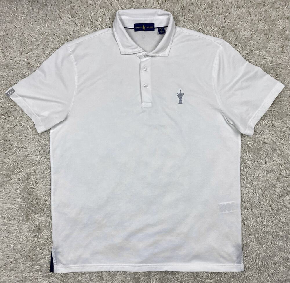 Ralph Lauren Polo Golf Pro Fit Shirt Mens XL White US Open Trophy Logo USGA
